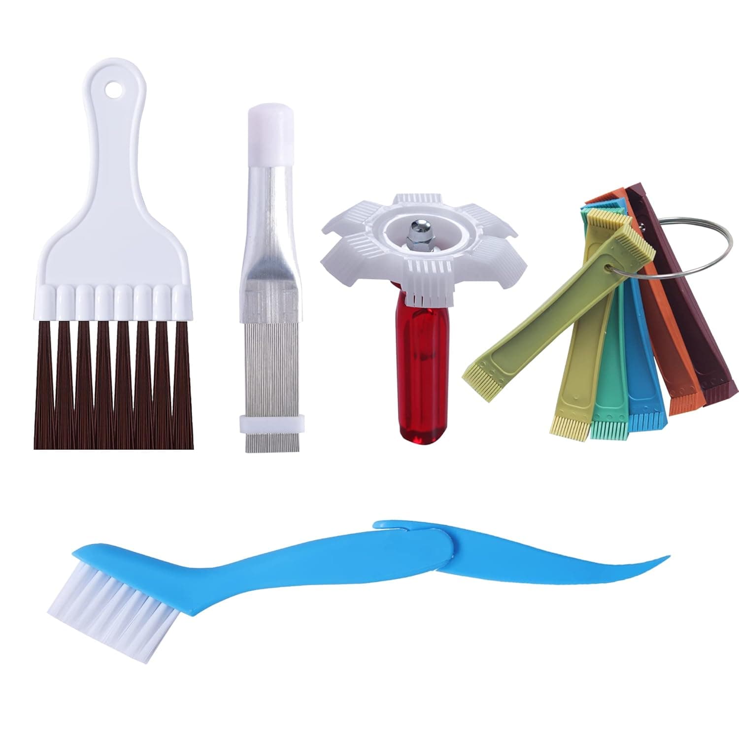10 Pcs Air Conditioner Fin Comb Cleaner kit AC Coil Cleaning Brush 5 Different Fin Combs Condenser Fin Straightener AC Evaporator Comb Radiator Repair Clean Tool