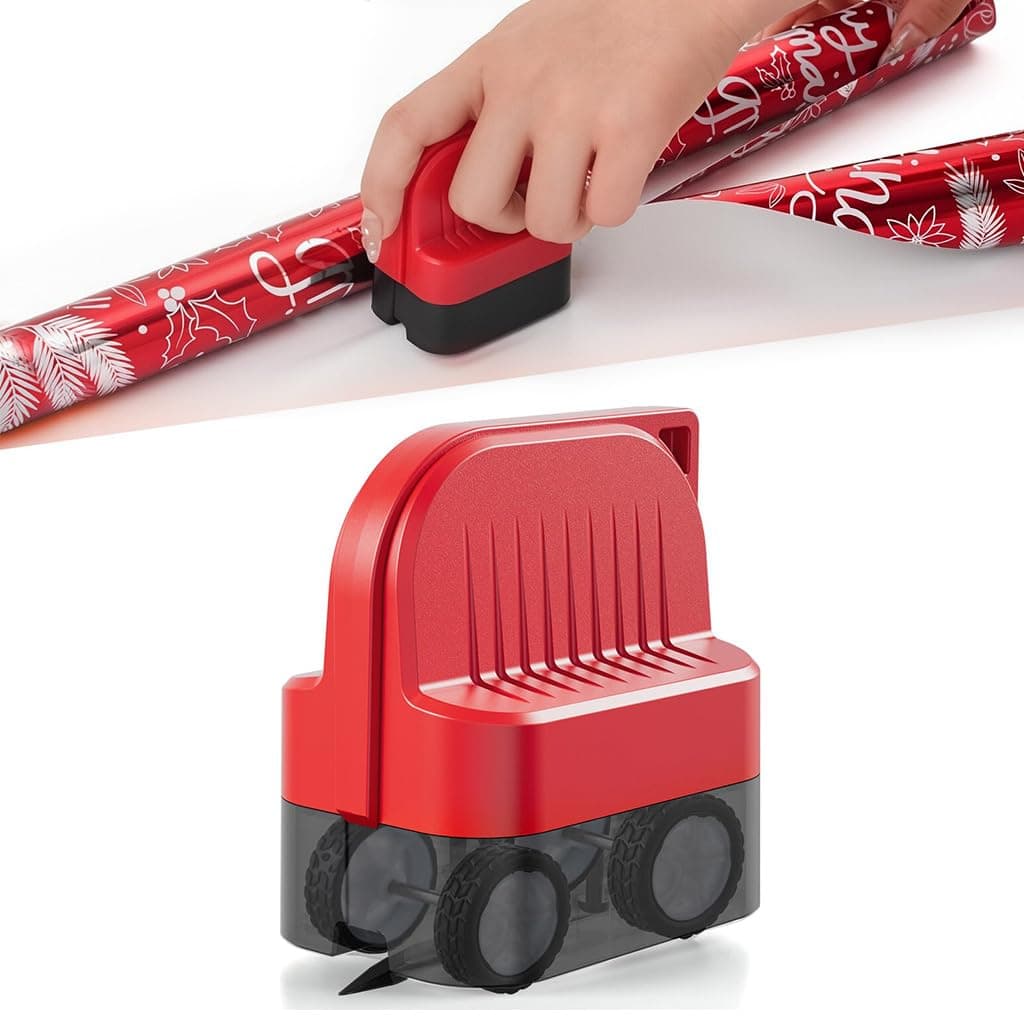 HASTHIP® Wrapping Paper Cutter with Wheels,Gift Wrap Paper Trimmer Tool for Straight Line Cutting,Fits Various Rolls Craft & Gift Wrap Multipurpose Cutting Machine for Birthday Christmas Art Office