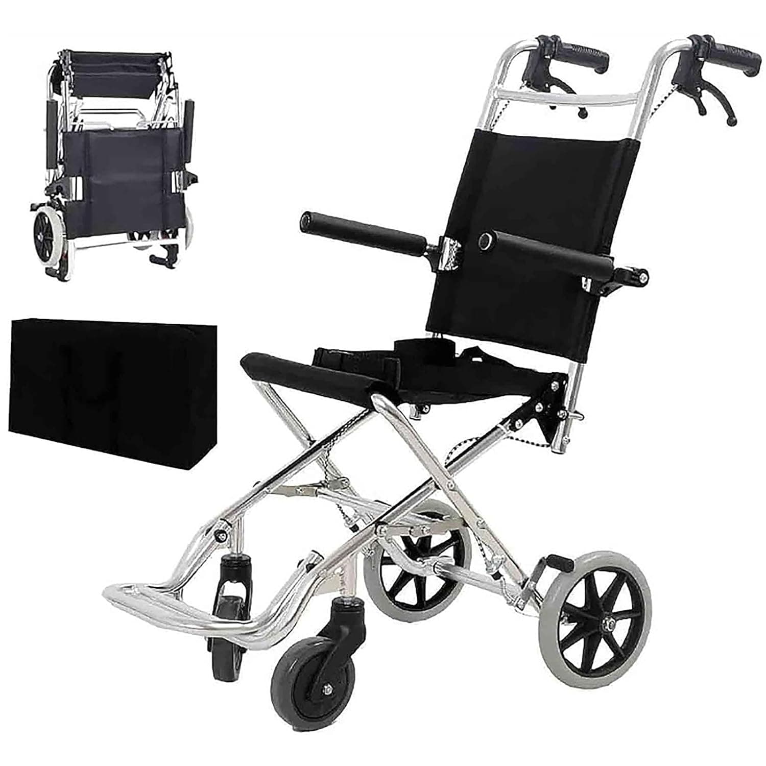 Lightweight Aluminium Wheelchair, with Brake Fold Up PedalPortable Medical Aid Wheelchair Weight Only 36Lbs Support 220 Lbs for any..