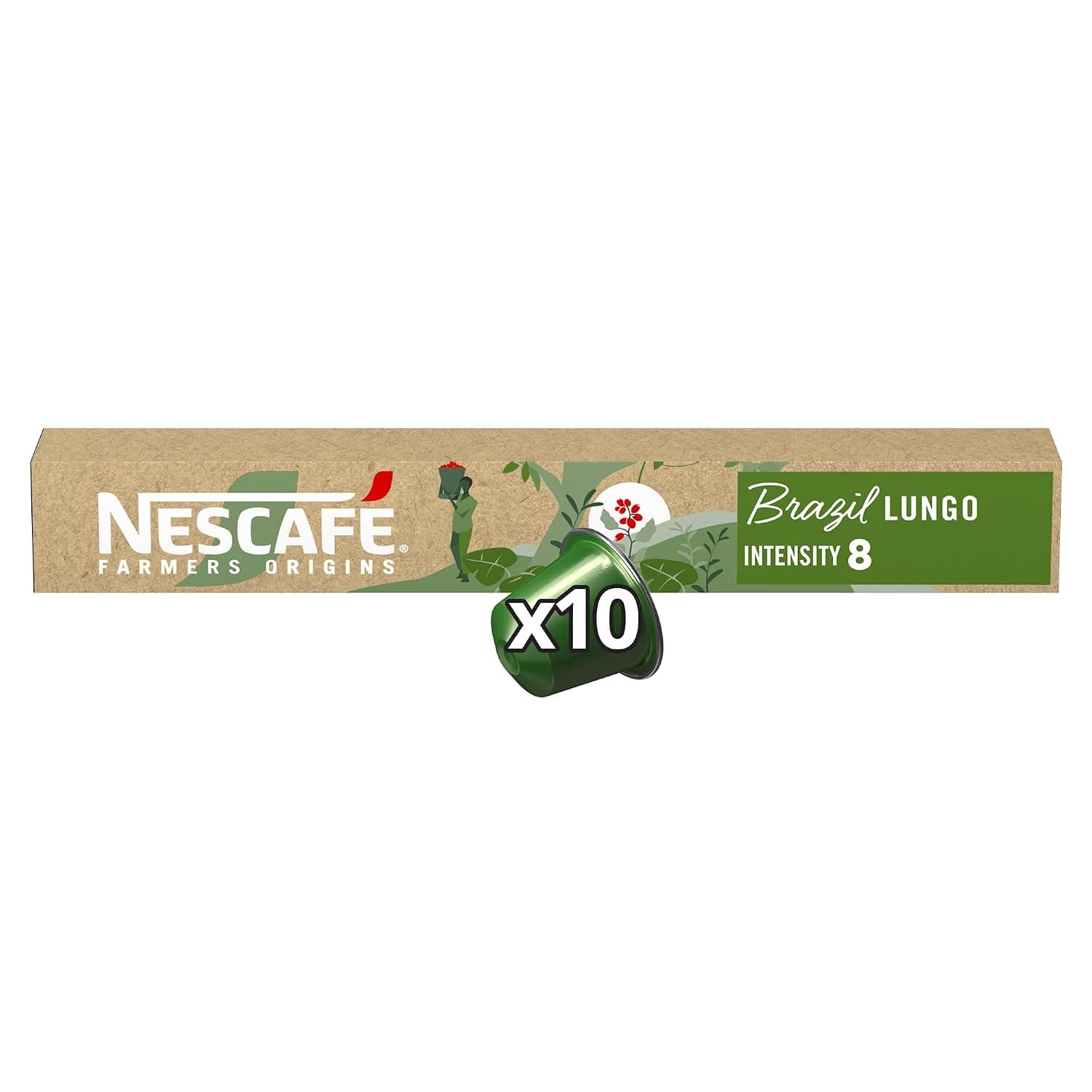 NESCAFÉ FARMERS ORIGINS BRAZIL Coffee Capsules Tube of 10, 44g (Compatible with Nespresso Machines)