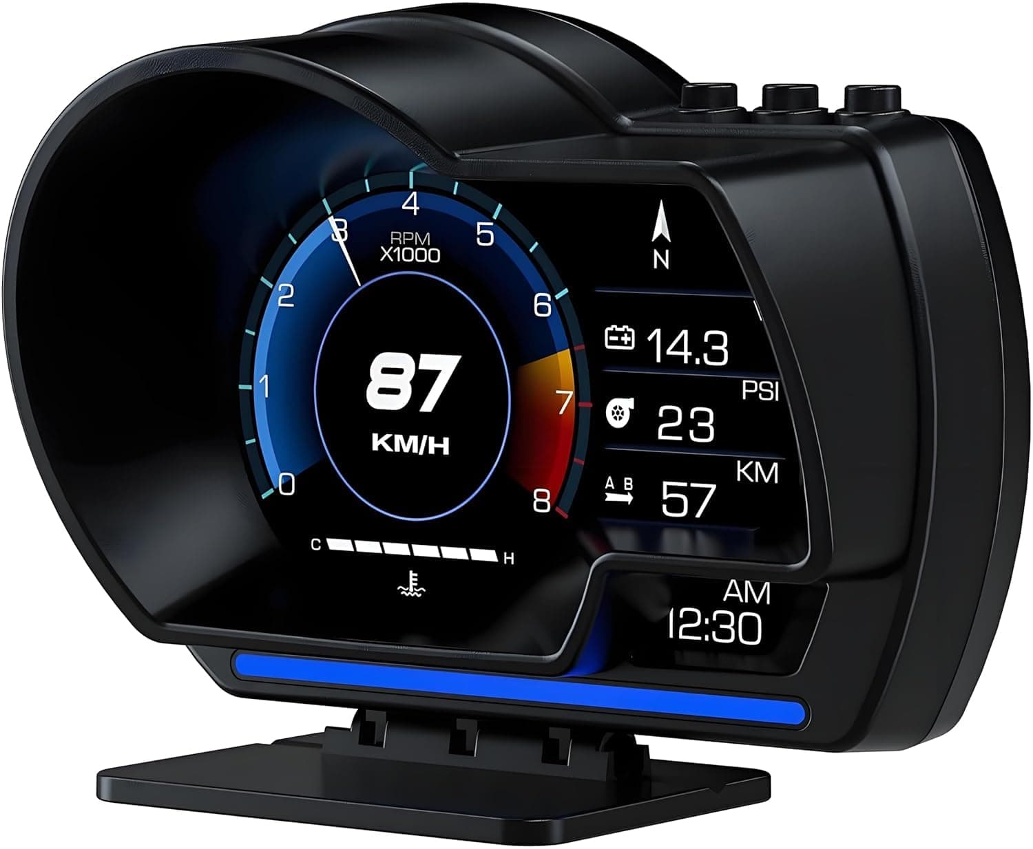 Car HUD Display,OBDⅡ Gauge Display Heads up Display for Cars Car HUD Head Up Display P6, OBD+GPS Smart Gauge, obd2 Speedometer with Speed,RMP,Water Temperature,Overspeed Alarm,Works Great for Most Car