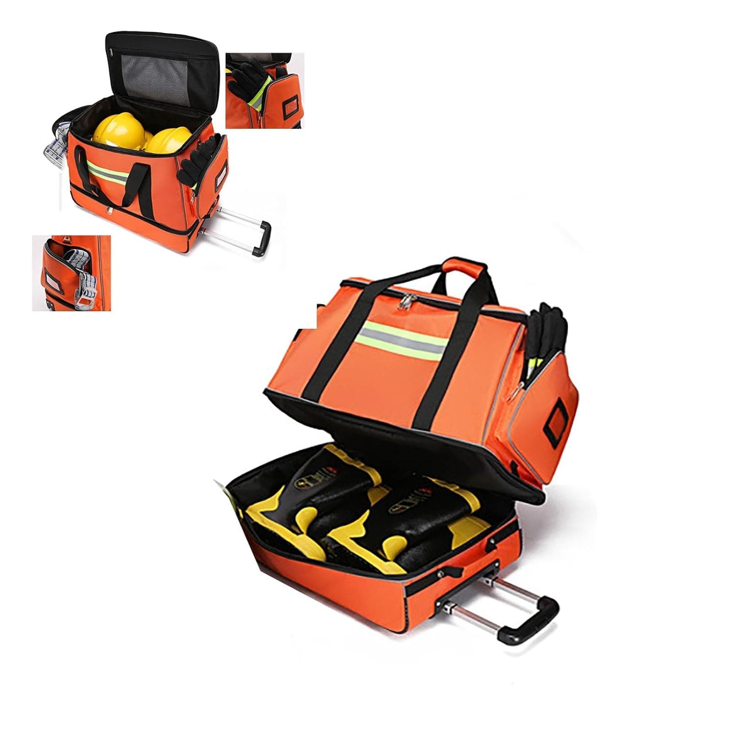 Rolling Medical Bag with Wheels, Emergency Medical First Aid Kit Bag,Large Capacity Responder Trauma Bag with Compartments, for Home Health Nurses, Doctors, EMT, EMS(Orange)