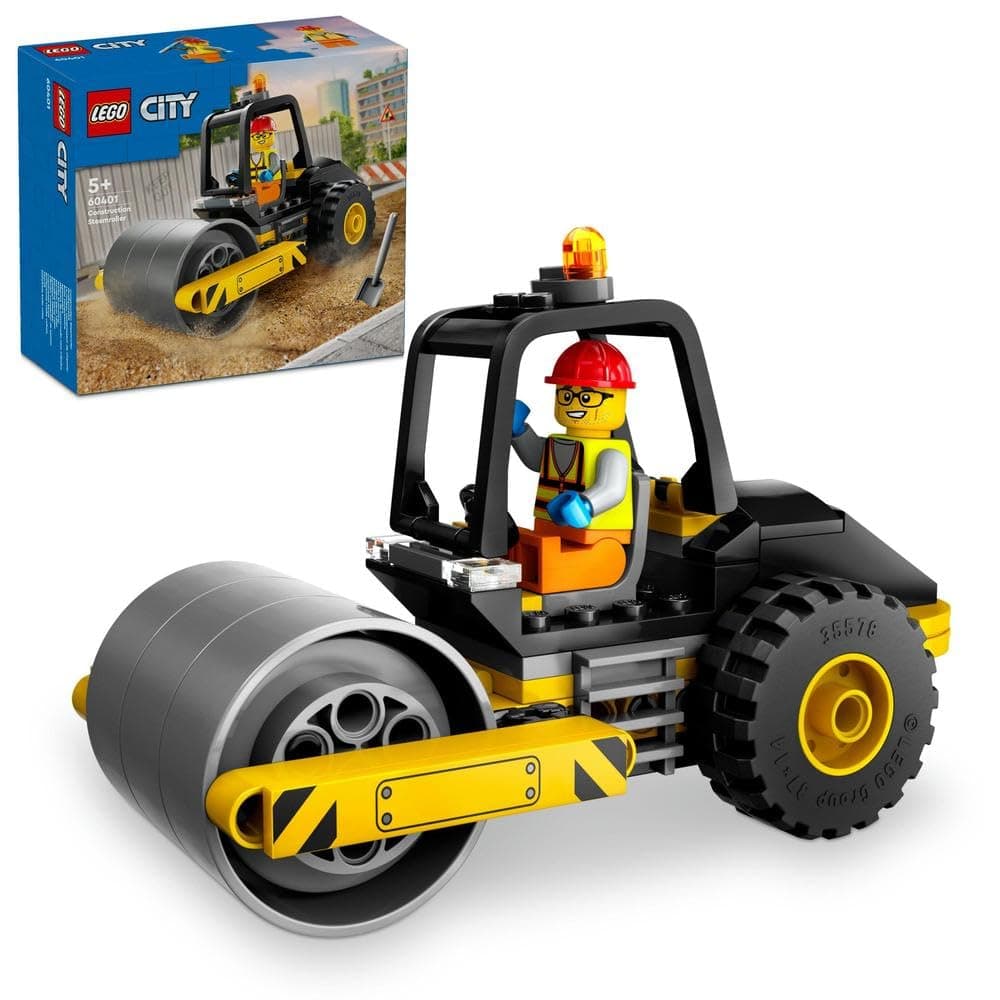 LEGO City Construction Steamroller, Vehicle Toy for Boys, Girls & Kids aged 5 Plus Years Old, Model Truck Building Set with a Worker Minifigure, Engineering Toys, Small Birthday Gift Idea 60401
