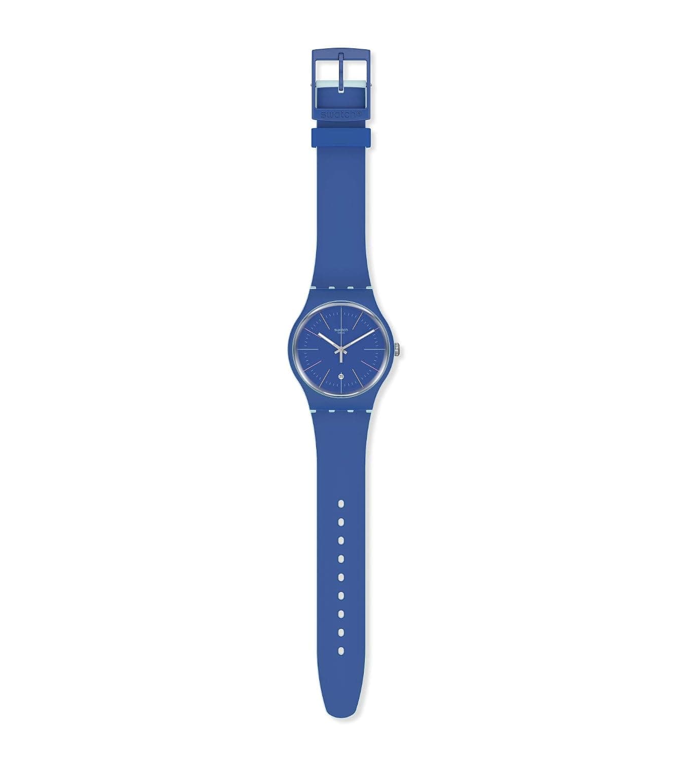 Swatch Men Analogue Quartz Watch with Silicone Strap SUOS403, Blue, Strap.
