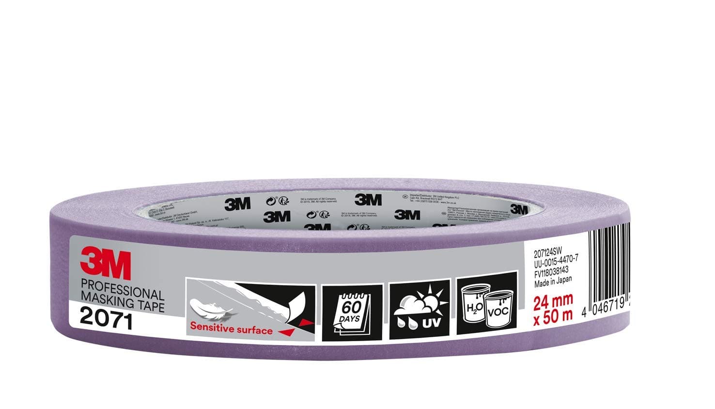 3M Masking Tape 2071 Sensitive Surfaces, low tack, indoors & outdoors, 24 mm x 50 m