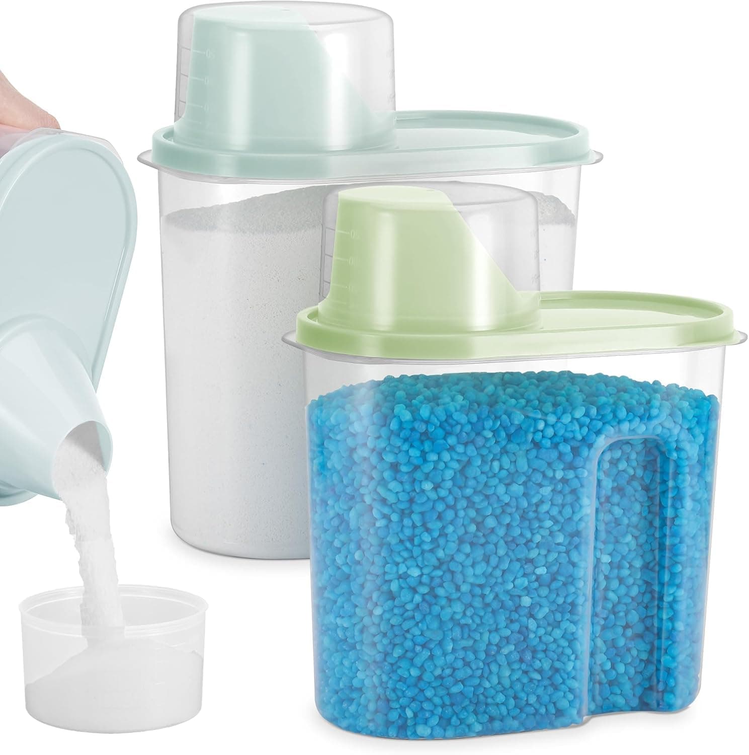 2Pcs Powder Storage Container Durable PP Plastic Detergent Dispenser for Laundry 2L Large Capacity Transparent Moisture Proof Wide Mouth Pods Storage Unbreakable Laundry Powder Container for Detergent