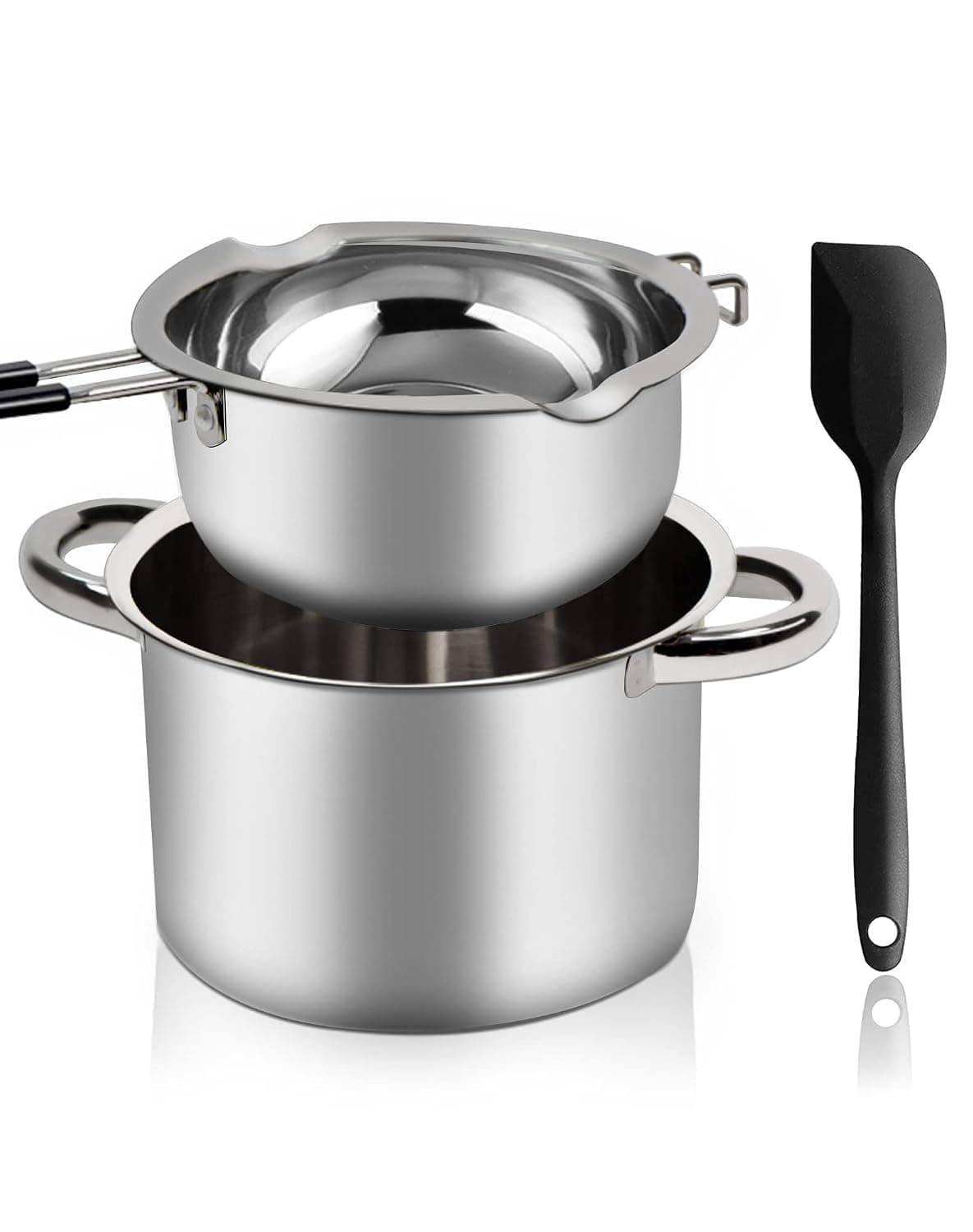 1200ML Double Boiler Chocolate Melting with 2800ml 304 Stainless Steel Pot | 304 food-grade steel, rust-proof. Melt chocolate, butter, candy, wax, soap. Stovetop safe, Dishwasher safe