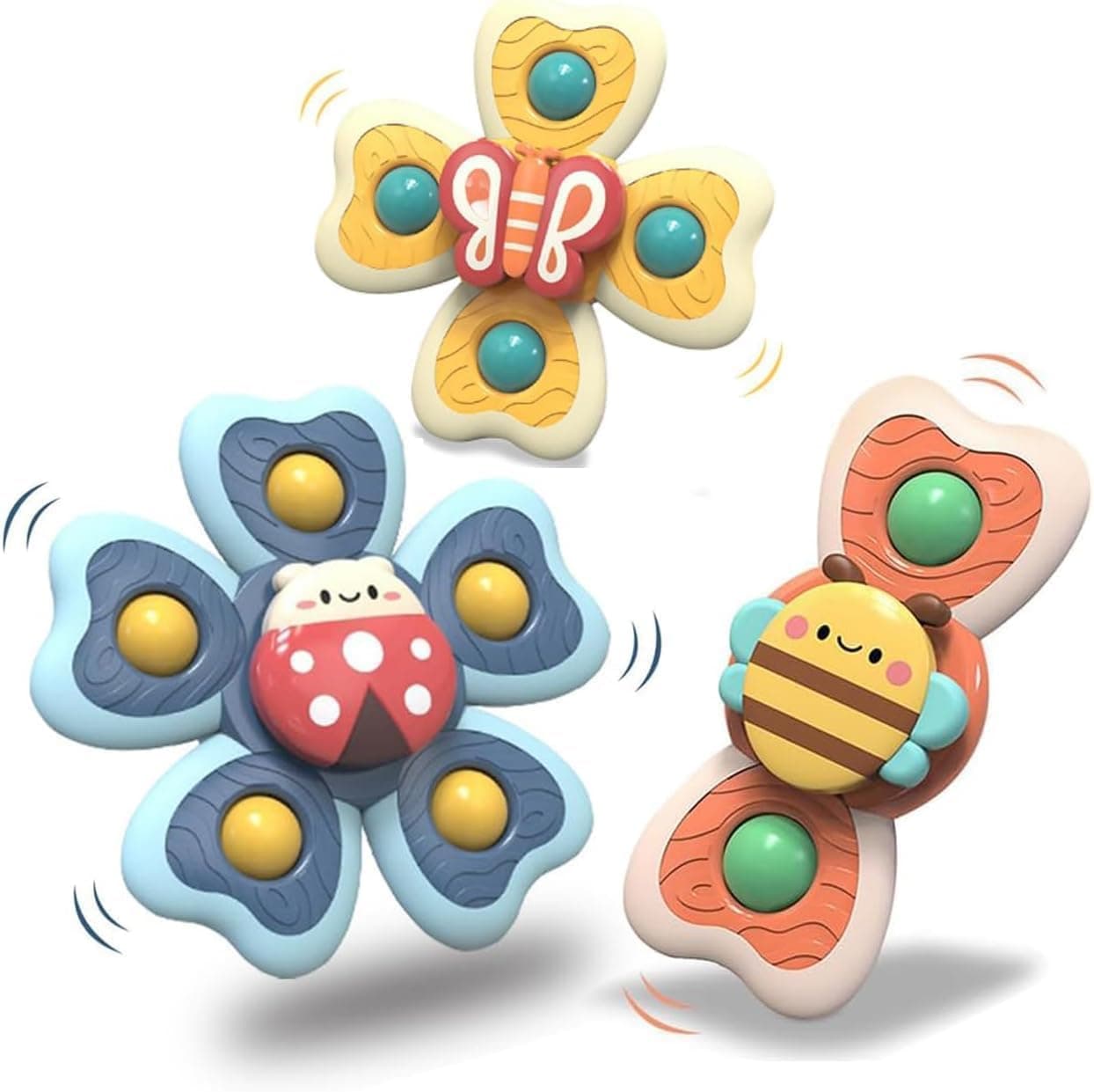 Suction Cup Toy Baby Pack of 3 Sensory Spinner Bath Toy Baby Toy from 3 Months Bath Toy with Suction Cup Rotating Toy for Table Window High Chair
