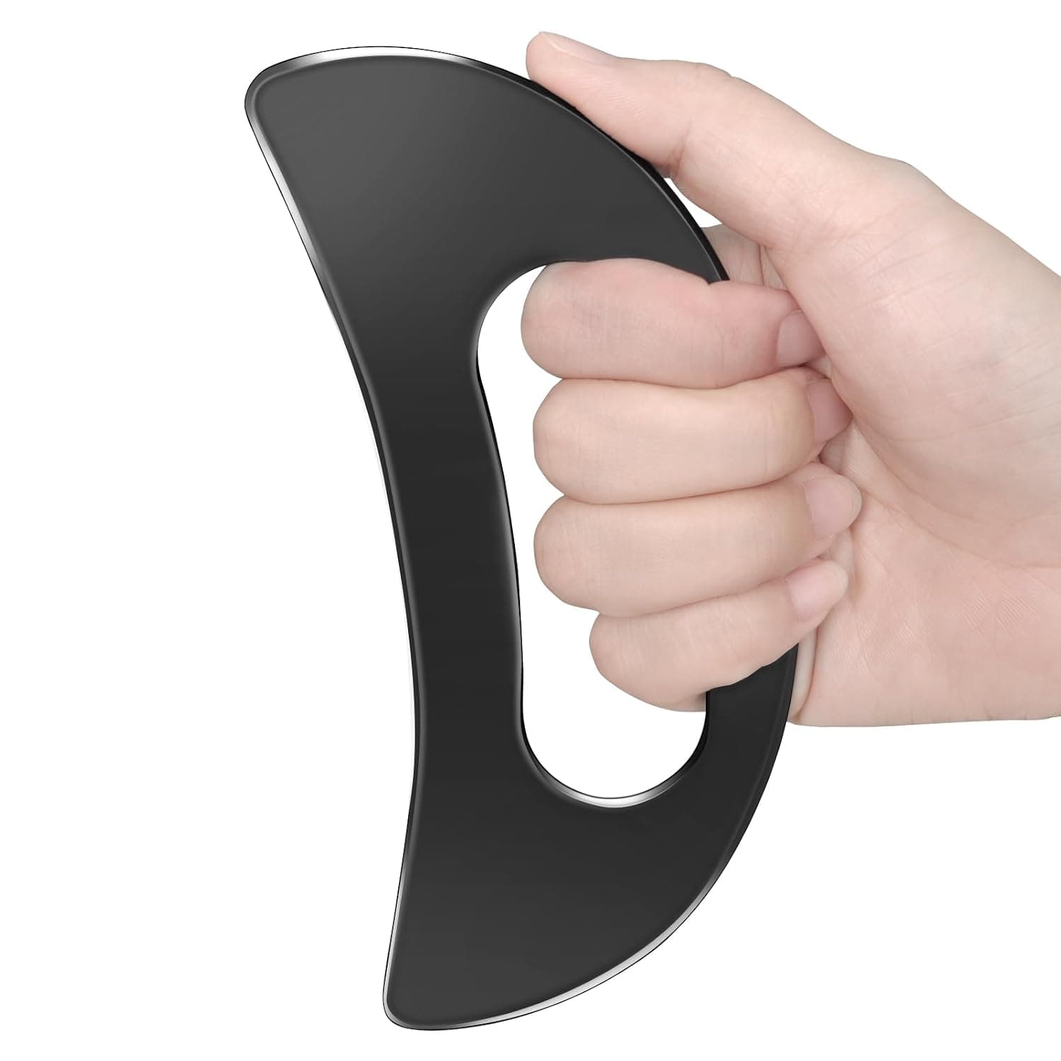 Black Stainless Steel Body Gua Sha Massager, Large Guasha Scraper with Handle, Lymphatic Drainage Massage for Legs, Back, Face, Neck, Muscle Relaxation & Pain Relief, Removal of Fatigue | Lymphatic Drainage Massager, Fascia Massage Tool, Muscle Relaxation & Pain Relief, Removal of Fatigue, Sturdy and Durable