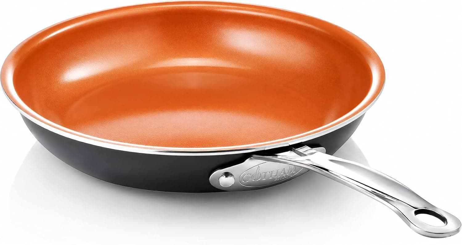 Gotham Steel Non Stick Frying Pan, 12.5” Ceramic Frying Pan Nonstick, Long Lasting Nonstick Cooking Pan, Egg Pan, Stay Cool Handle, Ultra-Durable, Stovetop Dishwasher & Oven Safe, 100% Toxin Free