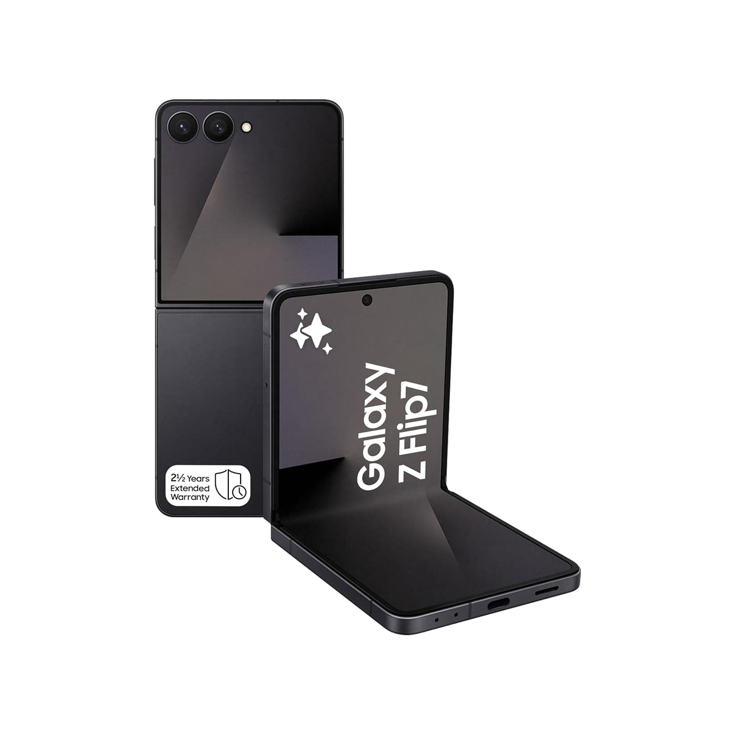Samsung Galaxy Z Flip7, Al Phone, Jetblack, 512GB Storage, 12GB Memory,50MP Camera for Selfie, 3nm Processor, 4300mAh Battery, 2.5 Year Manufacturer Extended Warranty, (KSA Version)
