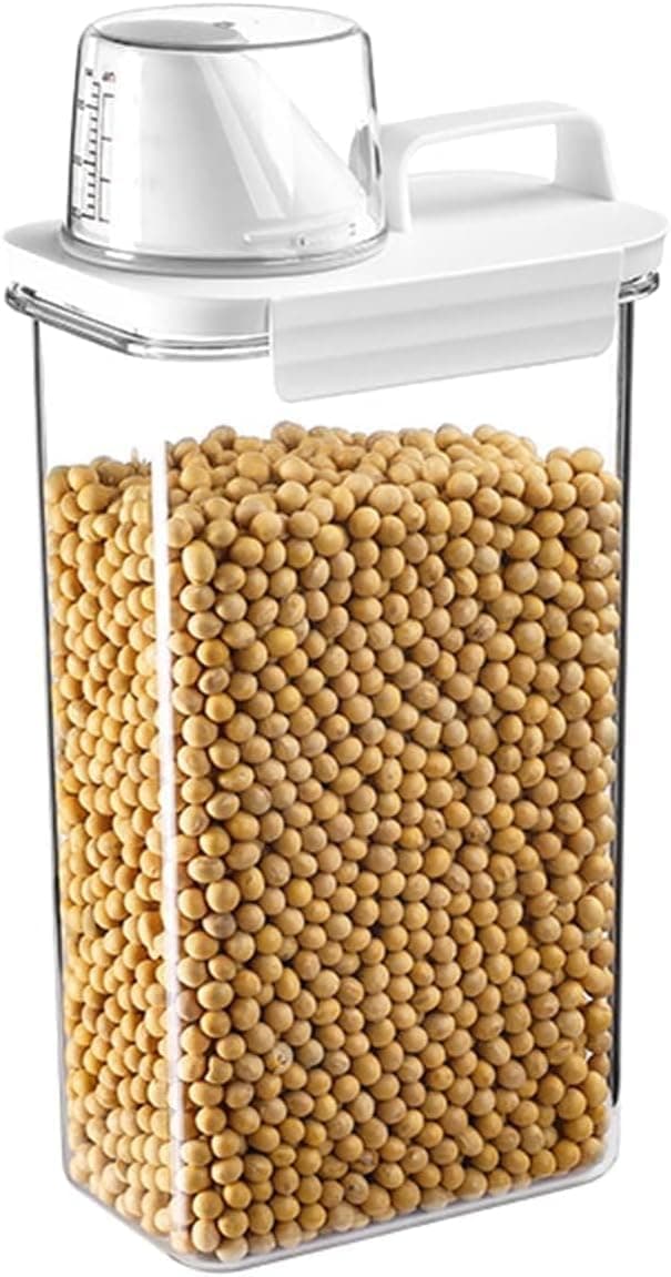 Rice Storage Container, Food Storage Containers with Lids Airtight and Measuring Cup Clear Plastic Kitchen and Pantry Organization Bin for Flour,Sugar,Grain,Rice & Baking (2300ML)