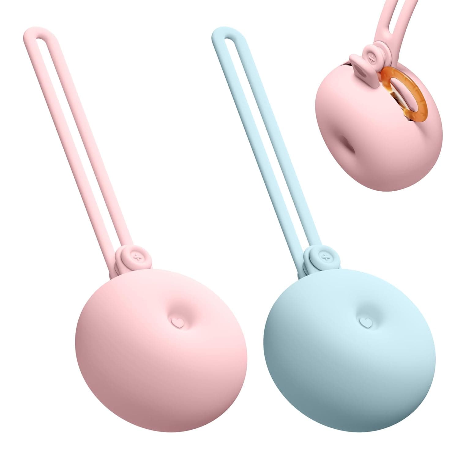 2 Pack Pacifier Holder Case for Babies - Silicone Pacifier Storage for Boys & Girls, Safe & Hygienic Newborn Essentials, Baby Shower Gift (Pink/Blue)