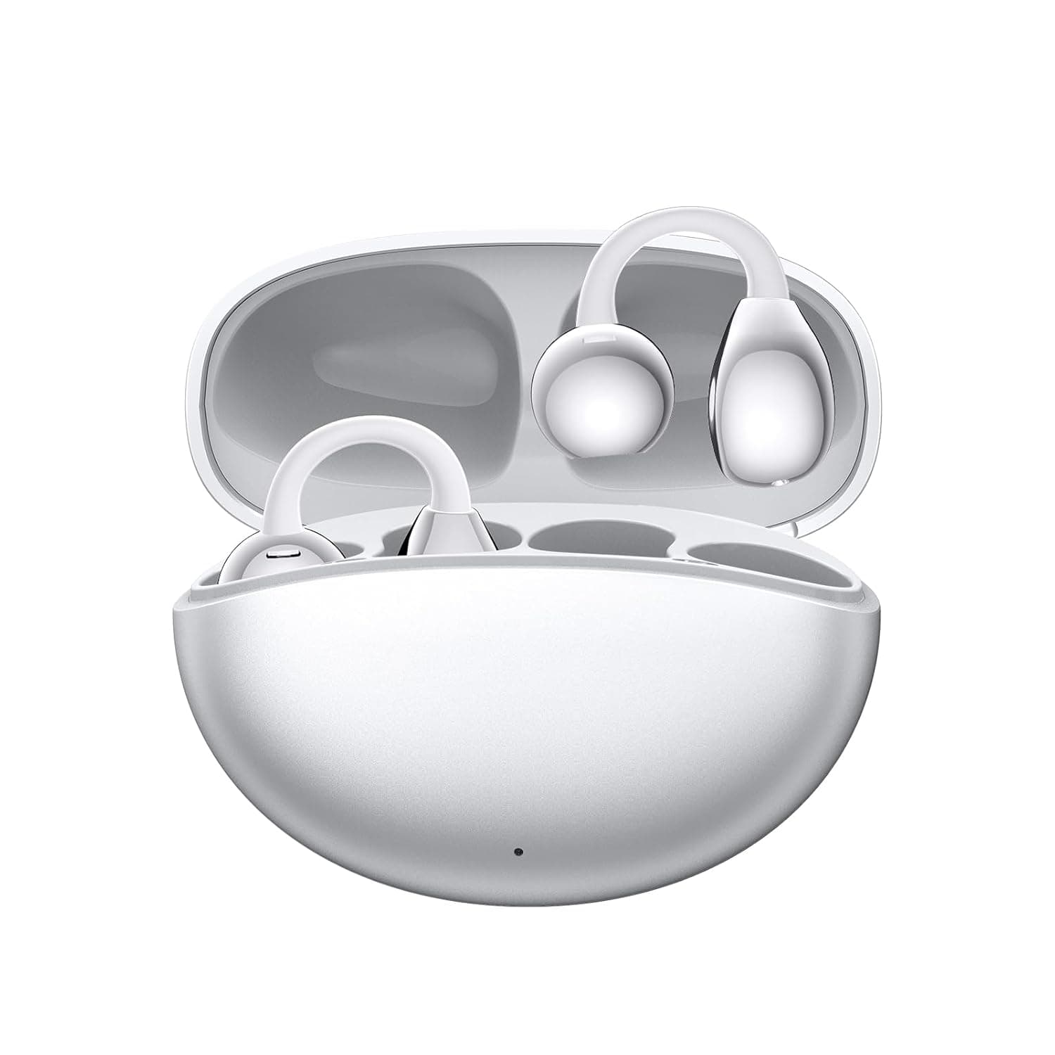 Clip on Bluetooth Earphones Open Ear Earbuds, Air Conduction Wireless Headphones, Ultra-Comfort, Lightweight, Clear Calls, IPX5 Waterproof, with Mic for Phone Sports Workout, Silver