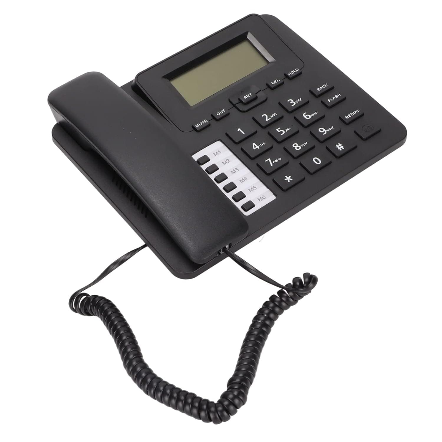 Corded Telephone, LCD Display Hands Free Caller Business Phone, Alarm Clock Phone with Speed Dial, Ideal for Home, Hotel &