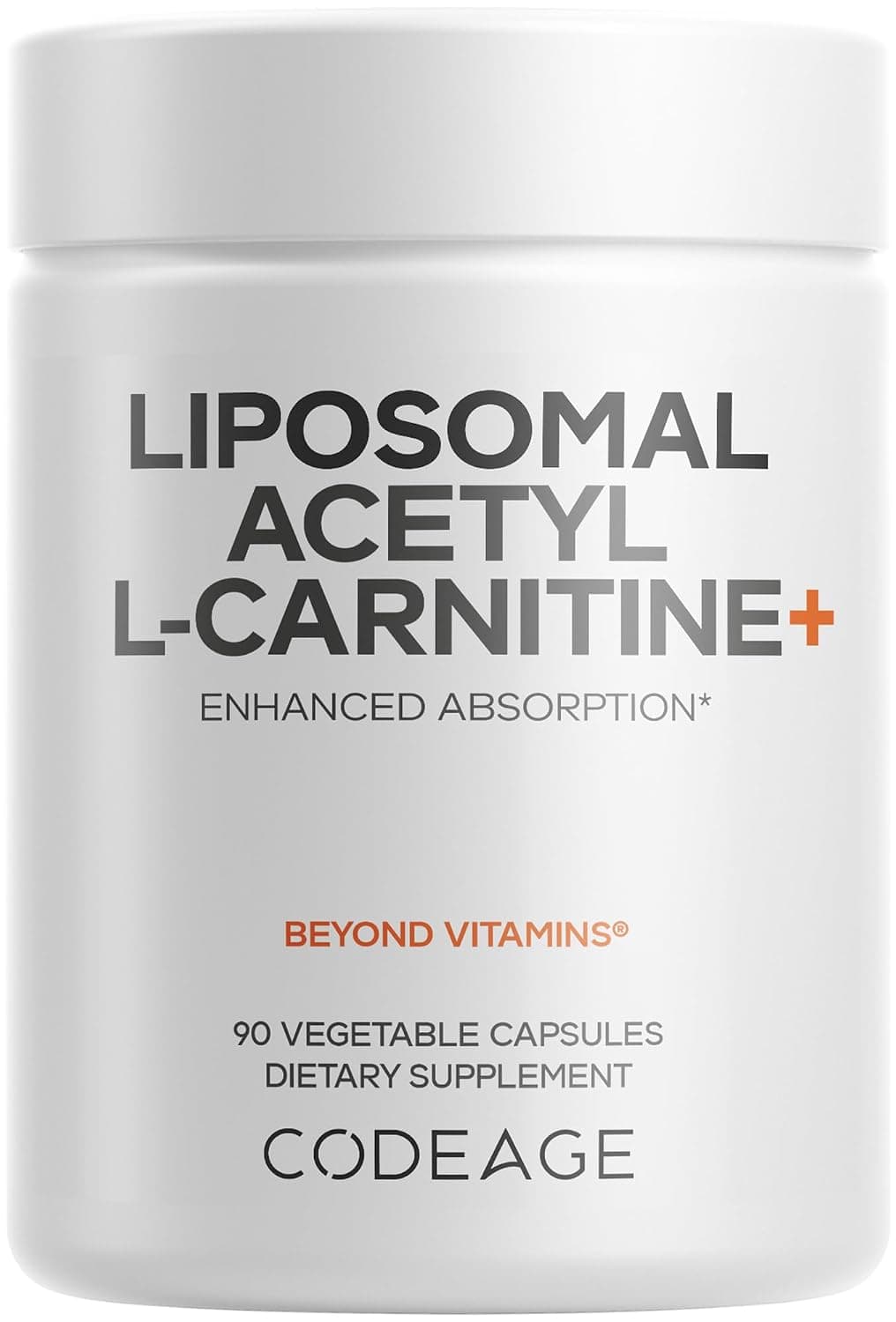 Codeage Liposomal Acetyl-L-Carnitine+ Supplement - 500 mg Acetyl-L-Carnitine per Serving - 3-Month Supply, Liposomal Delivery - Alcar Supplement - L-Carnitine - Non-GMO, Gluten-Free, 90 Capsules