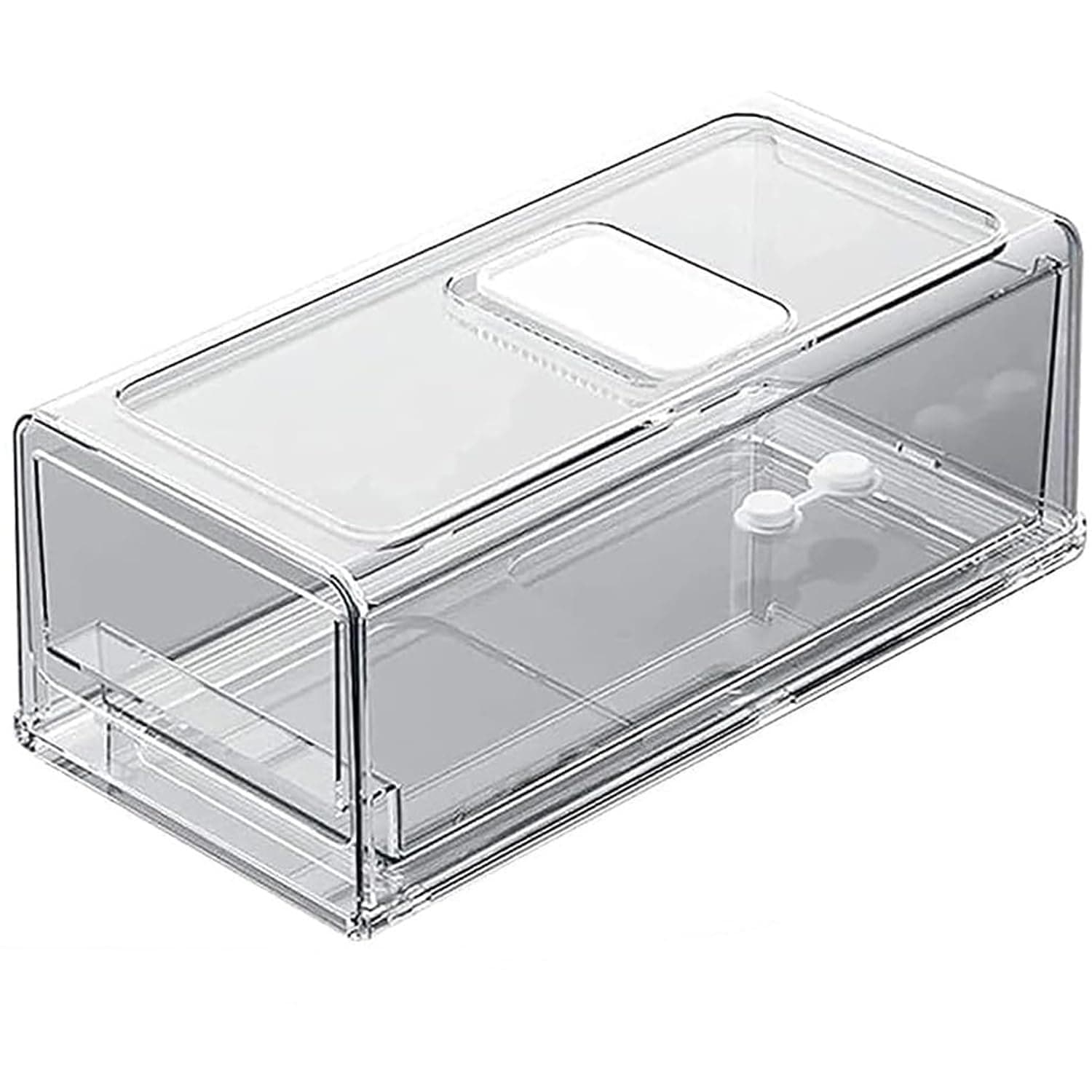Stackable Refrigerator Organizer, Portable Storage Box Fridge Freezer Drawer，Fruit & Vegetable Storage Containers Tray Box with Ventilation Window (M)