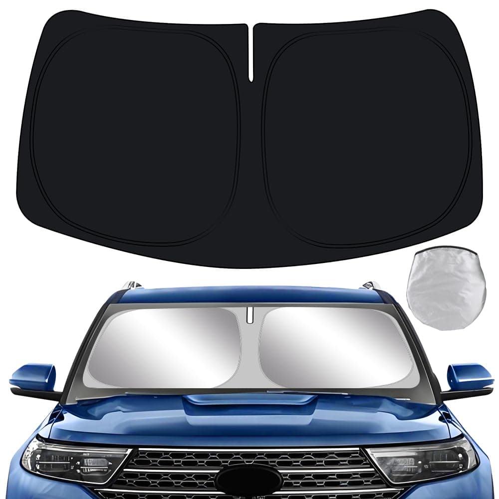 Car Sun Shade for Ford Explorer 2020 2021 2022 2023 2024 Hybrid Auto Interior Accessories Foldable Sunshade Windshield Visor Cooler Protector Front Windows Cover Shield