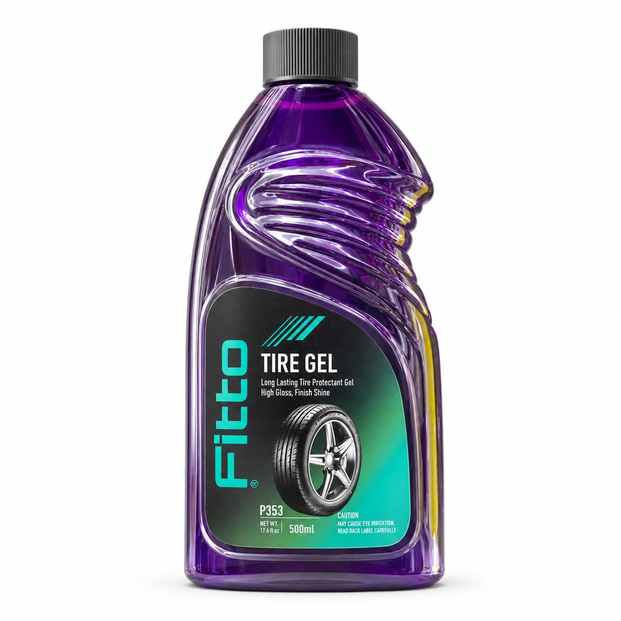 Fitto Tire Gel 500ml, Long Lasting Shine Dressing for Car Tires, Rubber Care Gel for Wet Look Finish and Tire Surface Protection