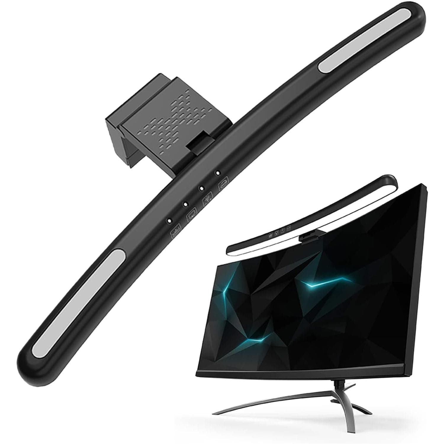 LinJie Monitor Light Bar, Curved Computer Monitor Lamp with 7-Color RGB Adjustable & 3-Color Main Light Modes/Dimmable Screen/Touch Control/Eye Caring, USB LED Light for PC/Office/Gaming/Home