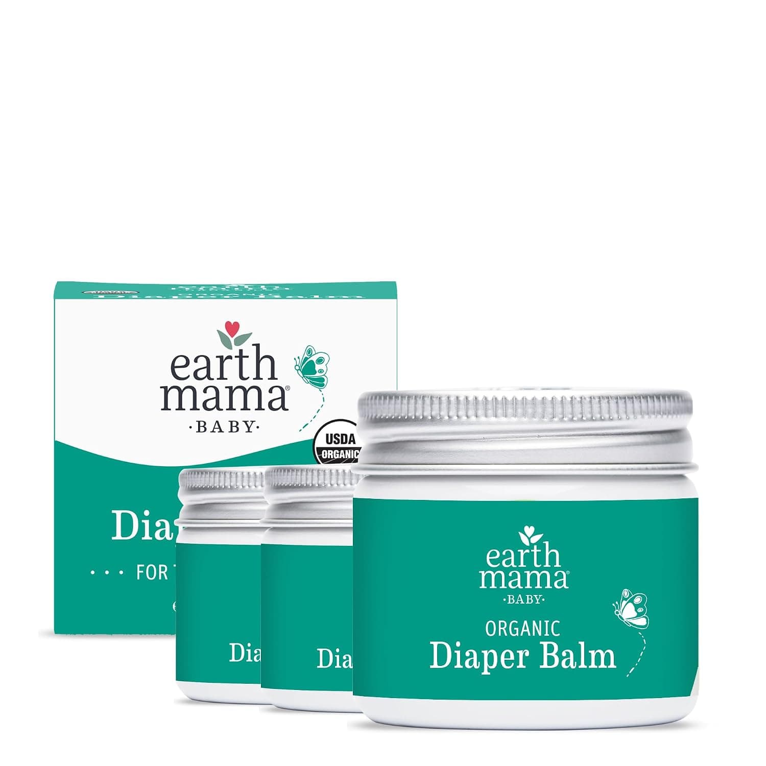Earth Mama Organic Diaper Balm Multipurpose Baby Ointment | EWG Verified, Petroleum & Fragrance Free with Calendula for Sensitive Skin, 2-Fluid Ounce (3-Pack)