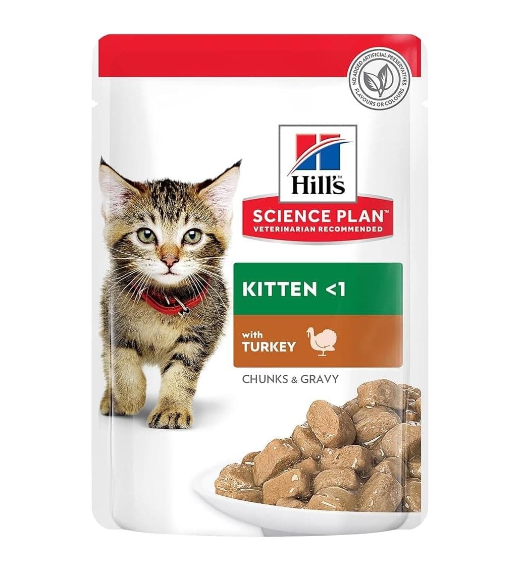 Hill's Science Plan Tender Chunks in Gravy Kitten Turkey Pouches, 85g x 12