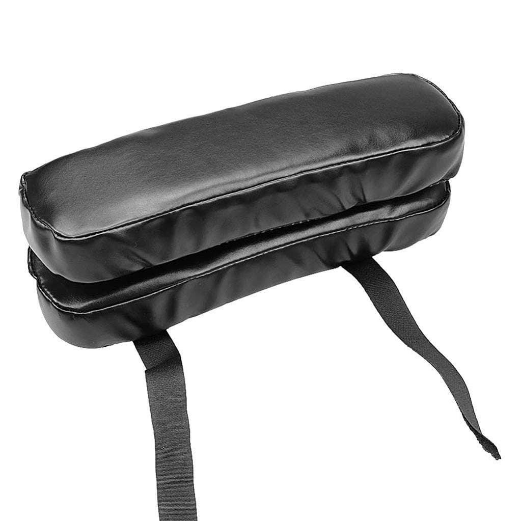 1 Pair Office Chair Armrest Pads Covers with Memory Foam Elbow Pillow, Black Leather Arm Rest Covers for Office Chairs, Wheelchair, Comfy Gaming Chair