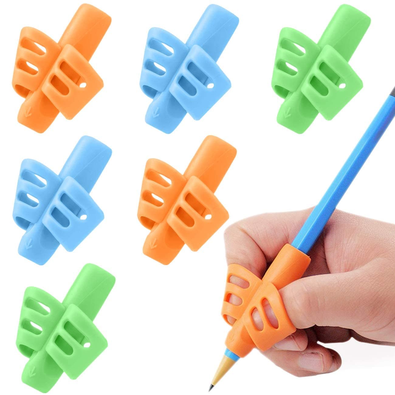 Bukela 6PCS Pencil Grips for Kids, Ergonomic Handwriting Aid for Kids & Toddlers, Writing Posture Correction Tool for Preschoolers, Students, Special Needs, Fits Left & Right Handed Users