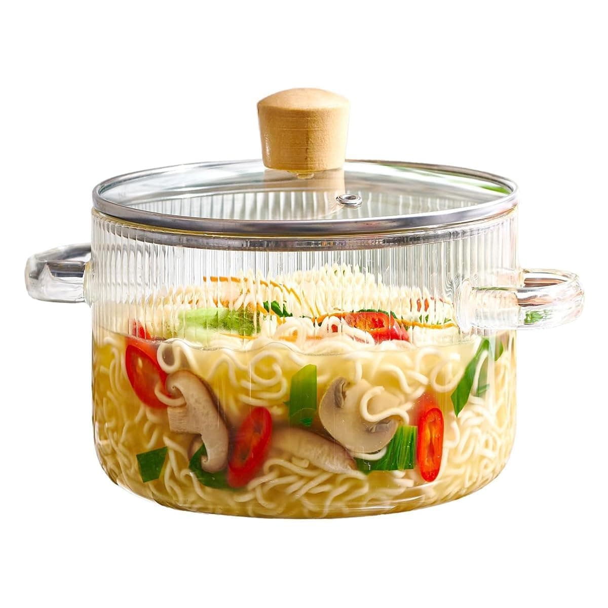 JKJ&ZXZ Glass Cooking Pot with Lid, Heat Resistant Borosilicate Glass Cookware Stovetop Pot Set, Simmer Pot with Cover Safe for Soup, Milk, Baby Food 1.5L (51oz)