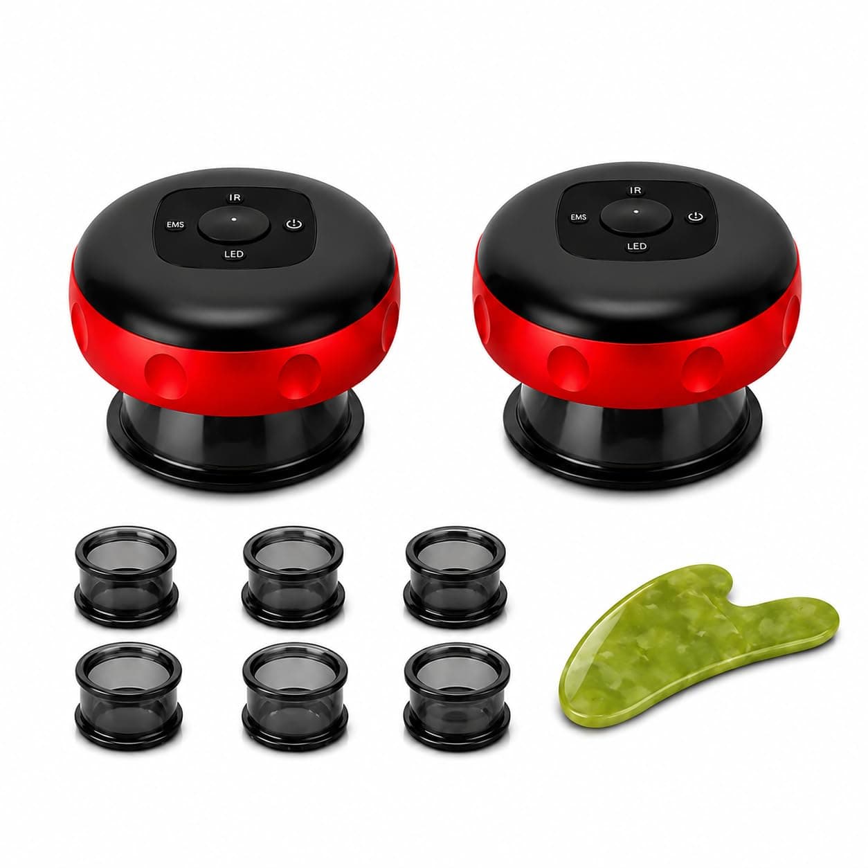 2 Pack Electric Cupping Massage Set, Vacuum Suction Body Massager with Heat & Red Light, Adjustable Intensity Levels, Gua Sha Tool for Back, Neck, Shoulder and Full Body Relaxation