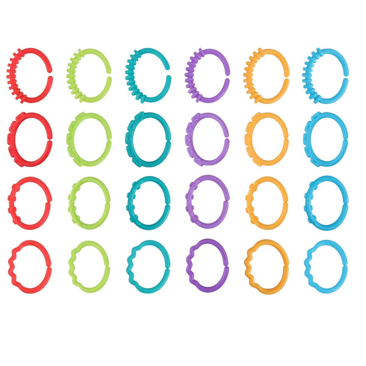 24pcs Baby Teether Rings Links Toys Links Rattle Strollers Car Seat Travel Toys for Baby Infant Newborn