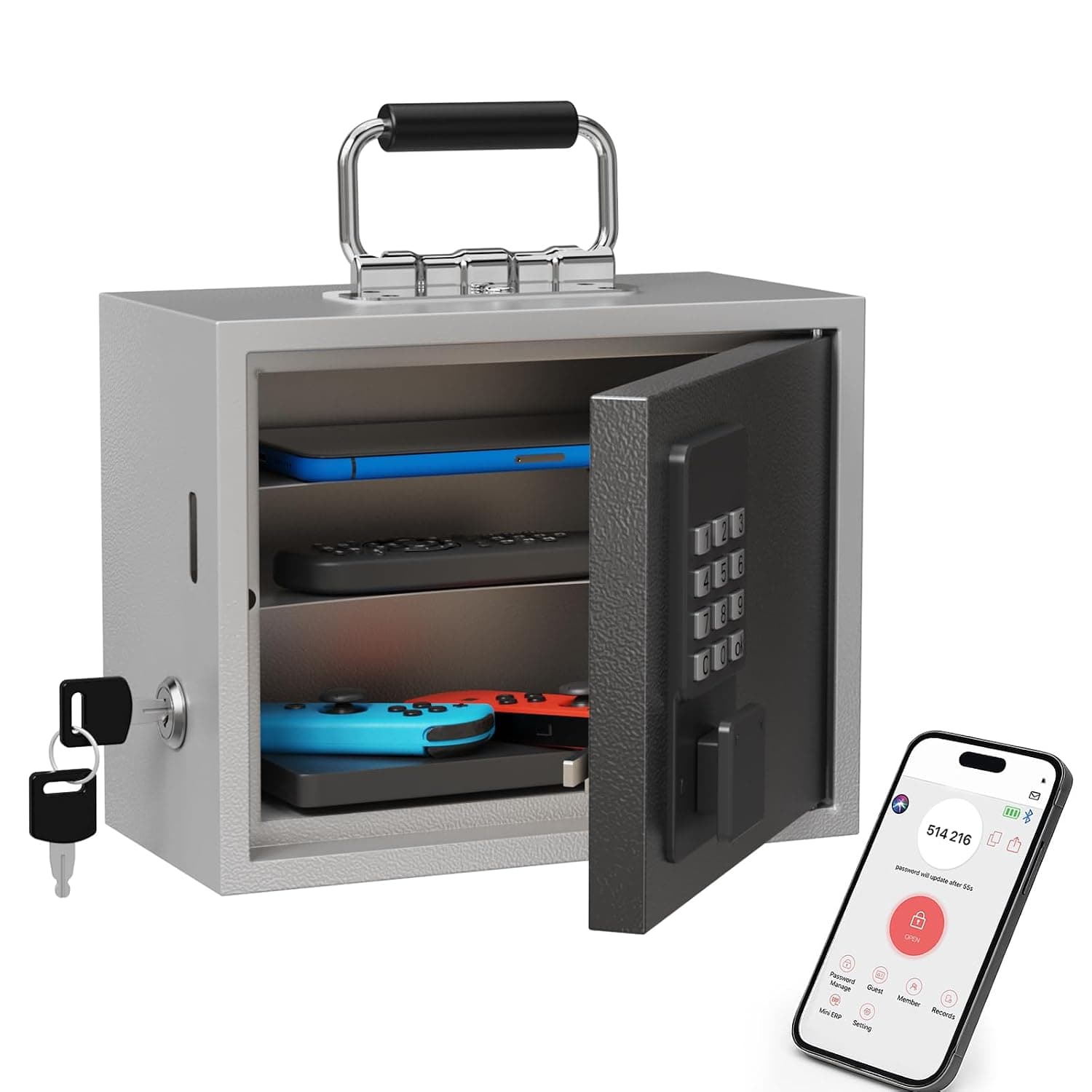 WeHere Phone Lock Box, Reduce Screen Time & Cravings, Time Lock Box with Time Period Password & App, 3 Unlock Modes, Phone Jail for Kids & Adults Focus Back