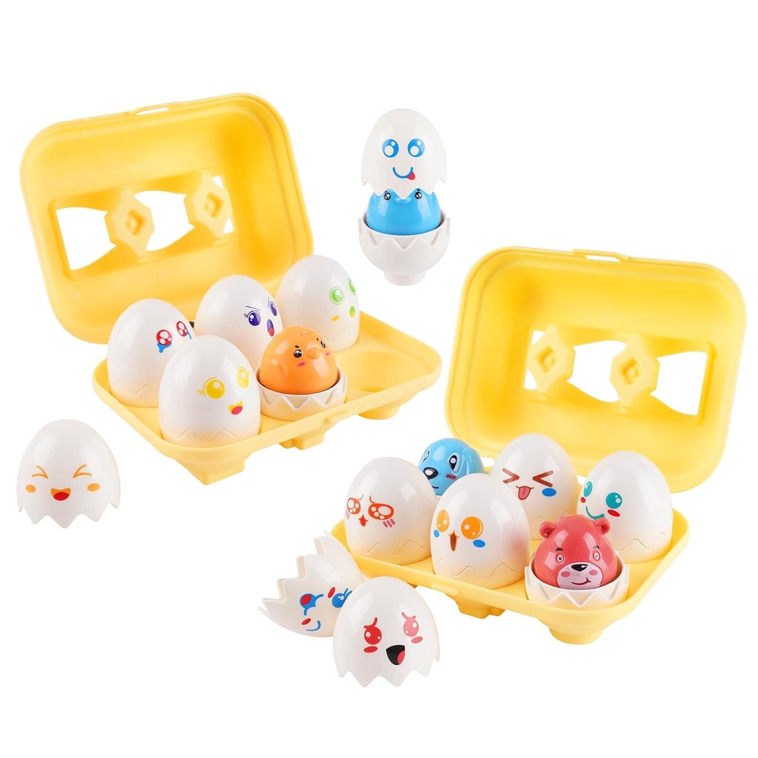 Easter Matching Eggs,2 Pcs Educational Montessori Color Shape Sorter Toys for Toddlers 1-3 Year Old,Matching Eggs Baby Toys 12-18 Months,One First Birthday Gifts Age 1-2
