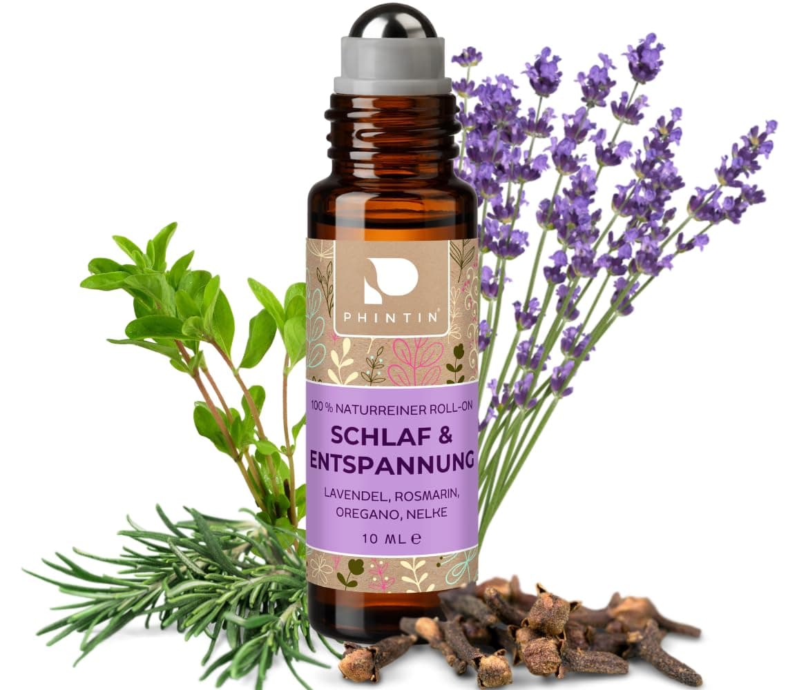 Roll-On Sleep & Relaxation 10 ml Essential Oils Natural Pure Aroma / Fragrance Roller with Almond Oil, Jojoba & Argan Aromatherapy & Evening Routine Fragrance Oil with Lavender, Rosemary