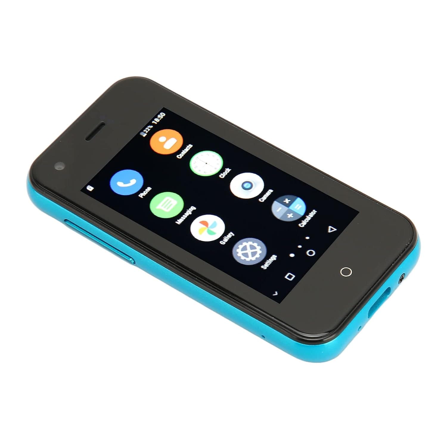 D18 Mini Mobile Phone, 3G Mini for Smartphone, 2.5 Inch Touch Screen, Wifi Dual SIM, 1GB 8GB Quad Core Unlocked Cellphone 1580mAh with Phone Case Charging Cable for Students (Blue Rose)