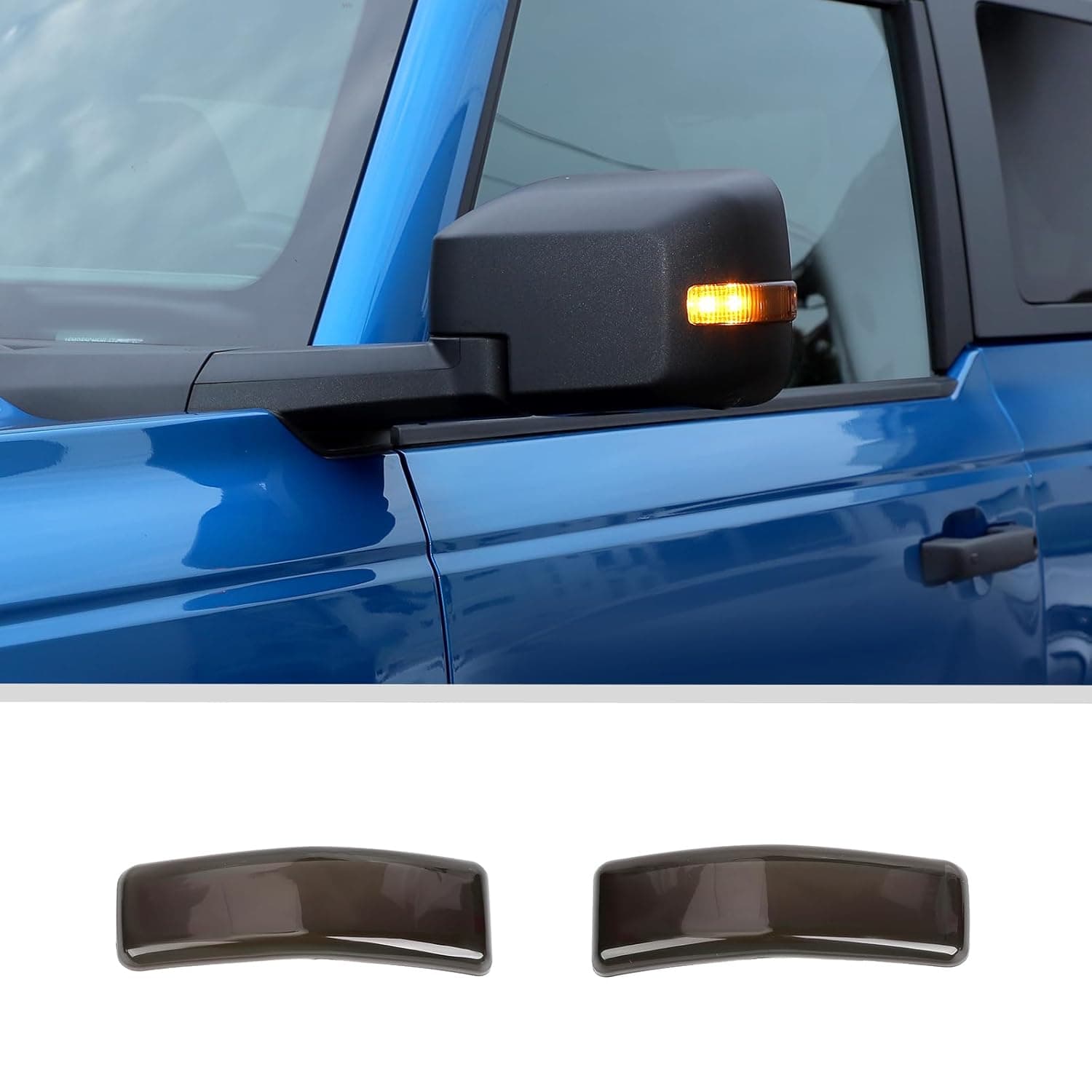 JWWY for Bronco Turn Signal Mirror Reverse Mirror Indicator Blinker Rearview Mirror Signal Light Cover Trim Fit for 2021-2024 Ford Bronco Exterior Accessories 2pcs Smoke Black
