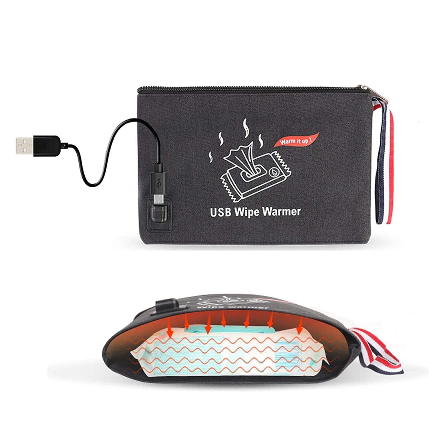 USB Baby Wipe Warmer 5V Portable USB Baby Infant Wet Wipes Warmer Bag Wet Wipes Container Box for Travel and On The Go Newborn Essentials Baby Must Haves Stuff