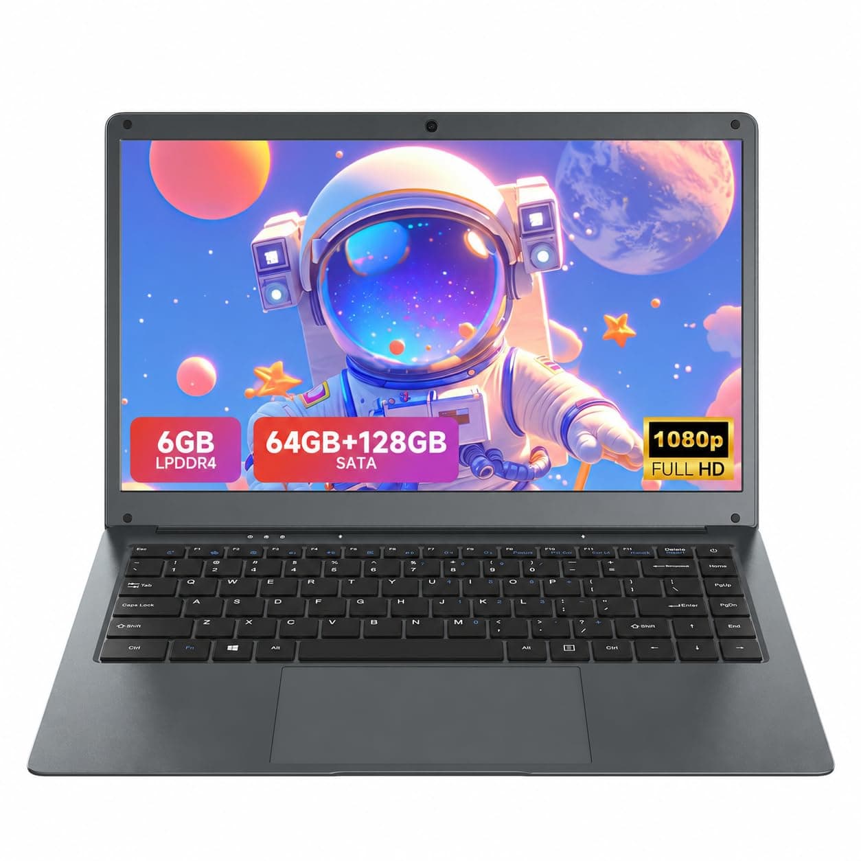 W11 Pro Laptop 6GB RAM 128GB SATA SSD, Celeron N3350, Gigabit LAN，4K HD, WI-FI5, Bluetooth5.0, 14'' Computer FHD IPS Thin Laptop for Student Home