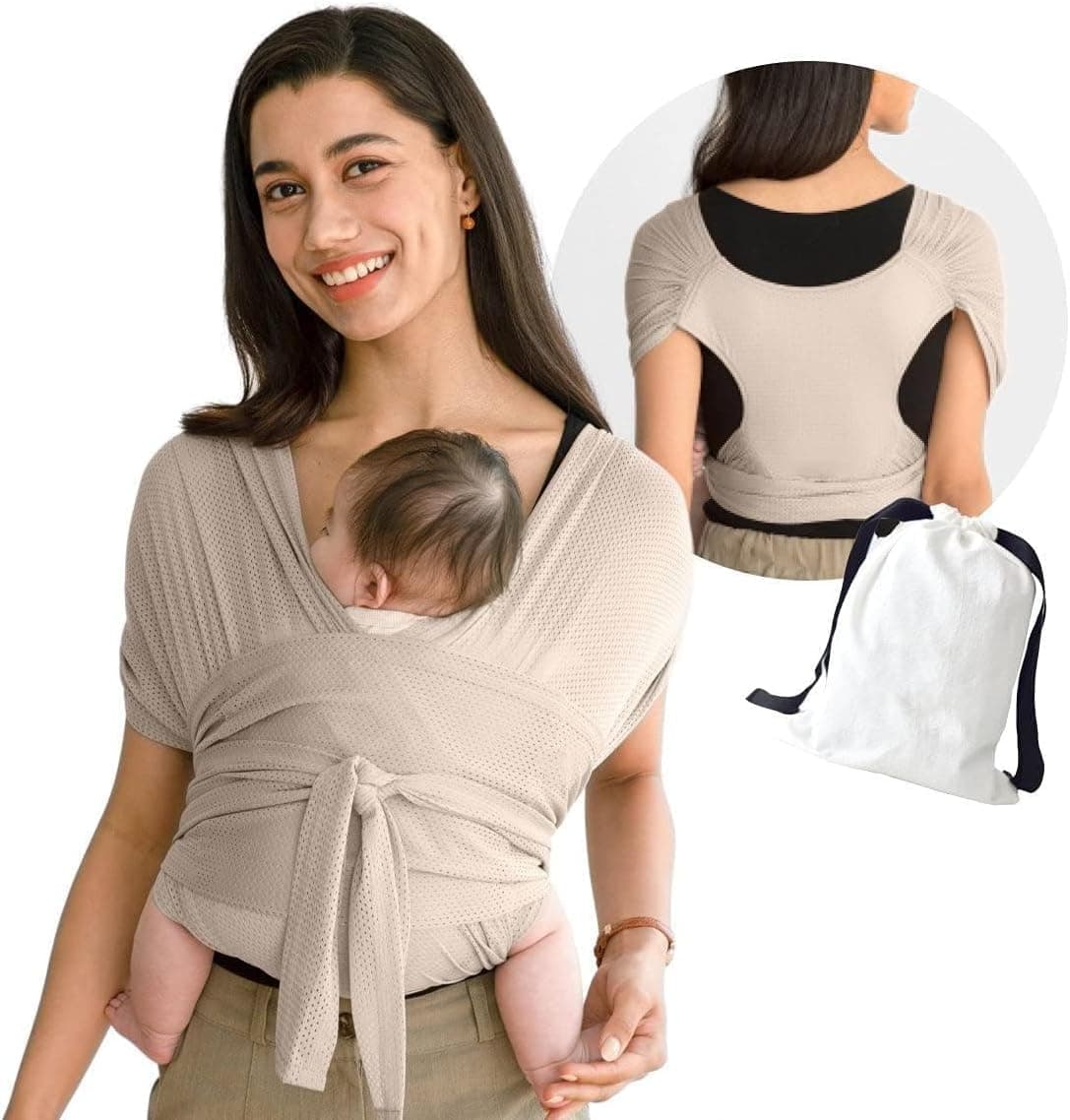 Joyzzz Baby Wrap Carrier for Newborn, Secure and Comfortable Baby Holder with Even Weight Distribution for 44 lbs Toddlers, Newborn Wrap Carrier for Daily Use and Travel, Machine Washable Fabric