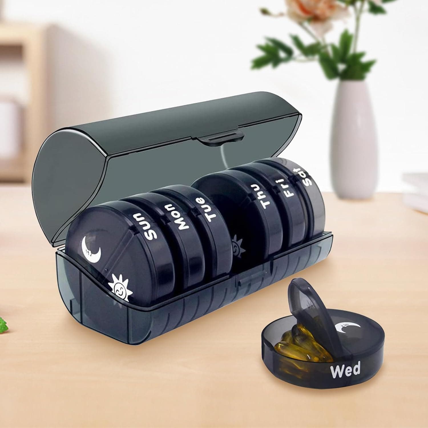 Travel Medicine Box Weekly Pill Container 7 Days 2 Times a Day AM PM Daily Pill Case Portable Easy to Open Large Detachable Pill Box for Medicine Vitamin Fish Oil Supplement