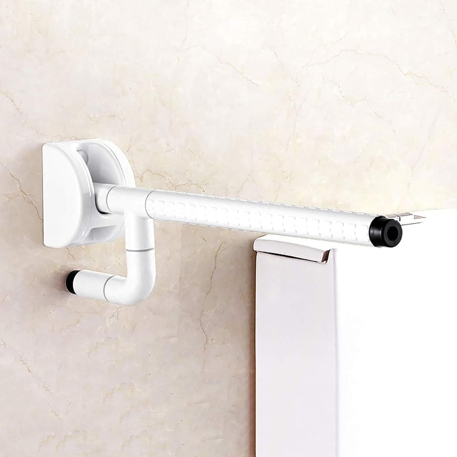 Grab Bars Handle Safety Support Hand Rails, Nylon Stainless Steel(White) | Anti-Slip Single Arm Drop Fold Down Support Rail ,Bathroom Handrail For Elderly And Disabled , Toilet Safety Han