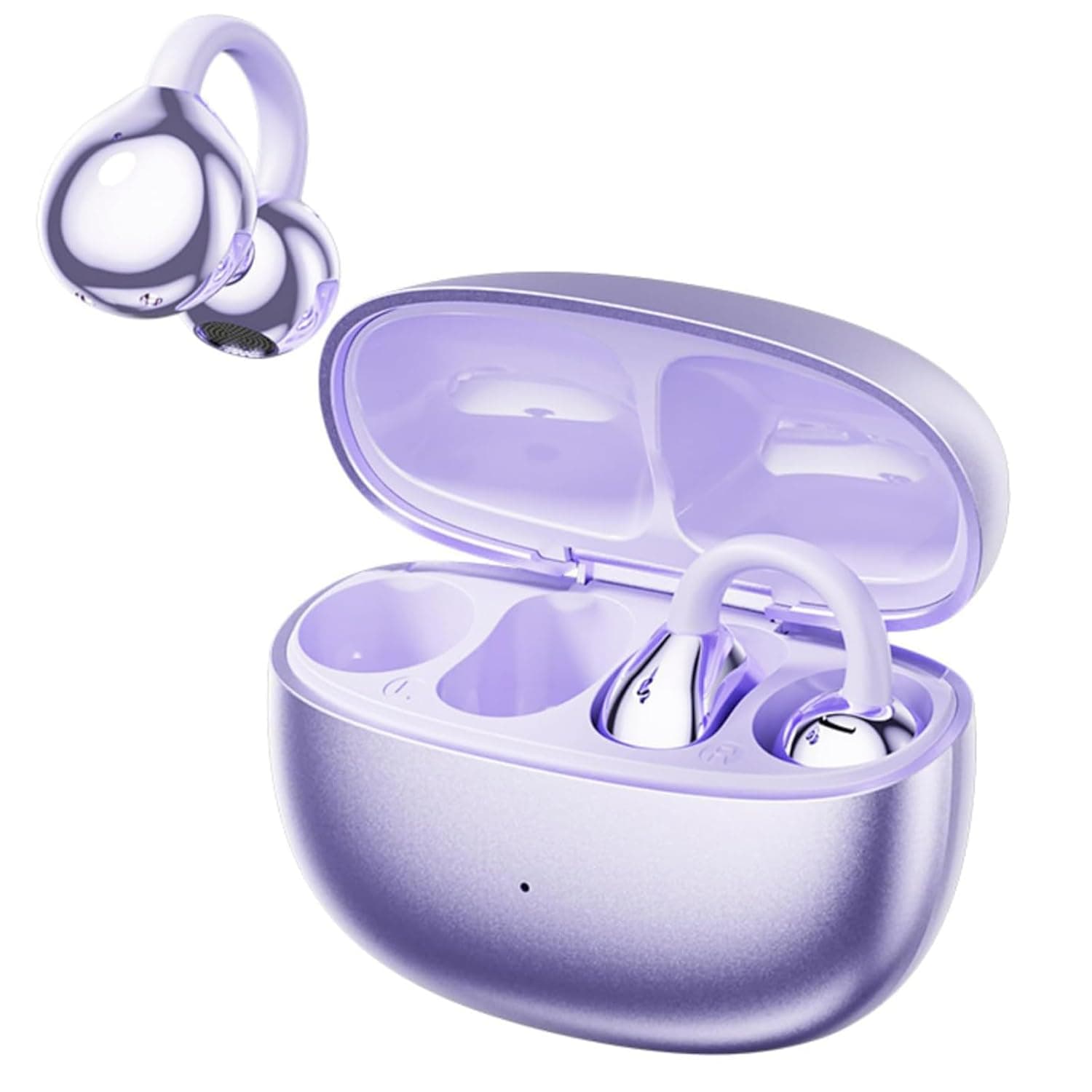 سماعات اذن بلوتوث بمشبك من لاكسدامر، سماعات اذن بلوتوث مفتوحة مع خاصية الغاء الضوضاء الذكية لمكالمات واضحة، خفيفة الوزن وبطارية 20 ساعة تناسب الرياضة (ارجواني)