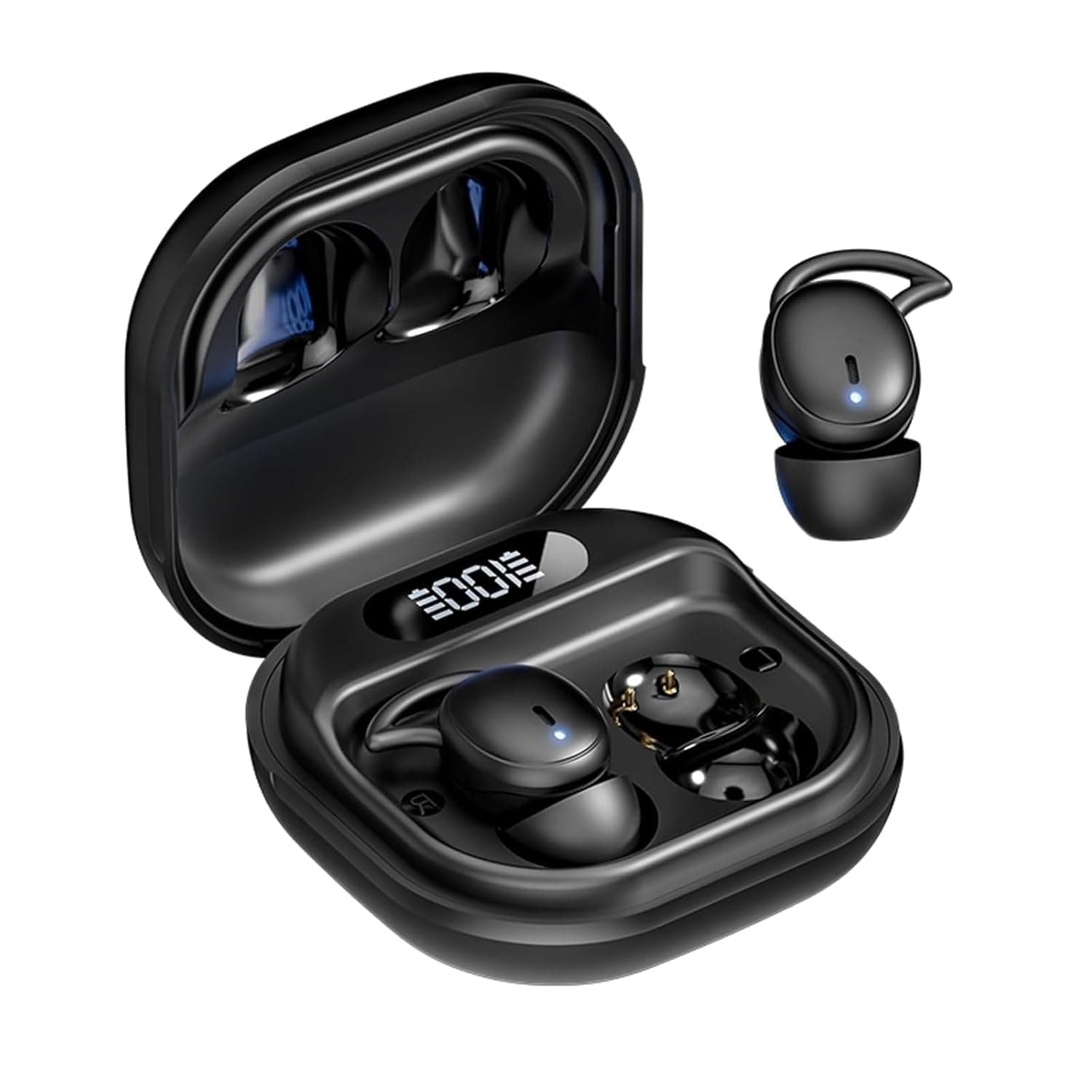 سماعات اذن بلوتوث 5.4 صغيرة بخاصية الغاء الضوضاء للنوم الجانبي، سماعات لاسلكية مقاومة للماء للسفر والارق والاسترخاء، تصميم صغير (اسود)