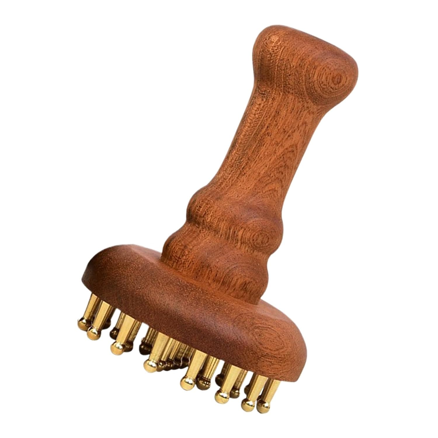 Head Massage Tool 24 Teeth Copper Head Relaxation Brush | Body Massage Brush with Wooden Handle for Men Home Bathroom Spa Break Travel Care Women