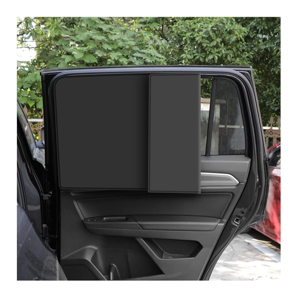 Car Window Shades, 2 PCS Auto Side Rear Magnetic Windshield Curtains, UV Protection and Sun Heat Blocker Window Covers, Universal Fit Most of Cars, SUV, MPV (Black-Back Window, 31.1x19 In)