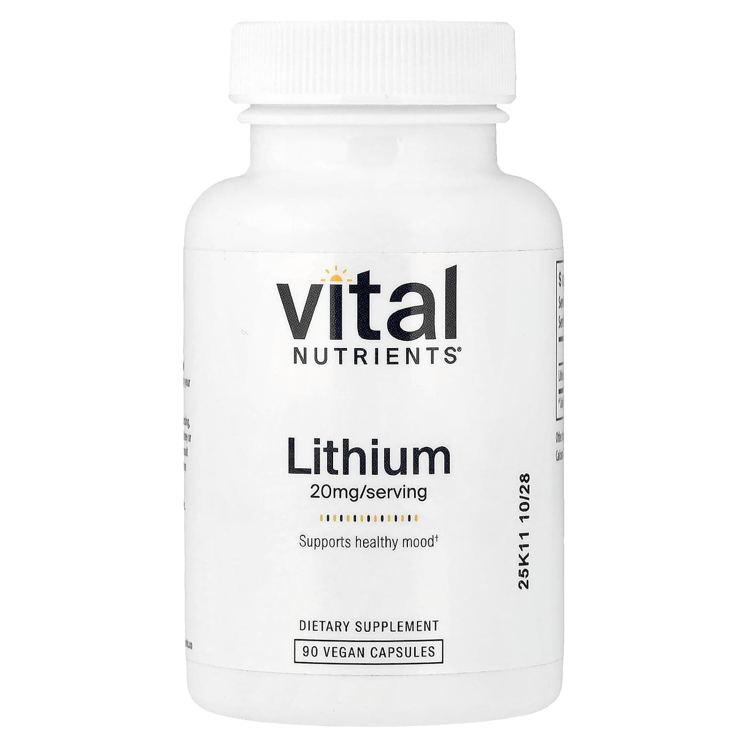 Vital Nutrients - 100% Elemental Lithium (Orotate) 20 mg - Supports Mental and Behavioral Health - Gluten Free - 90 Vegetarian Capsules per Bottle. | 100% Elemental, Supports Mental and Behavioral Health, Gluten Free, Vegetarian