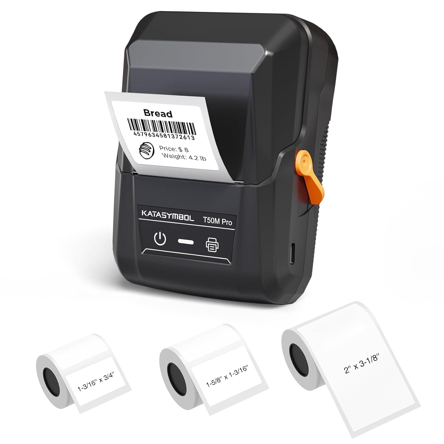 SUPVAN T50M Pro Bluetooth Label Printer with 3 Rolls of White Labels | App Compatible with iOS and Android, Rechargeable, Works with 50+ Label Types, Ideal for Home, School, Office, Supermarkets
