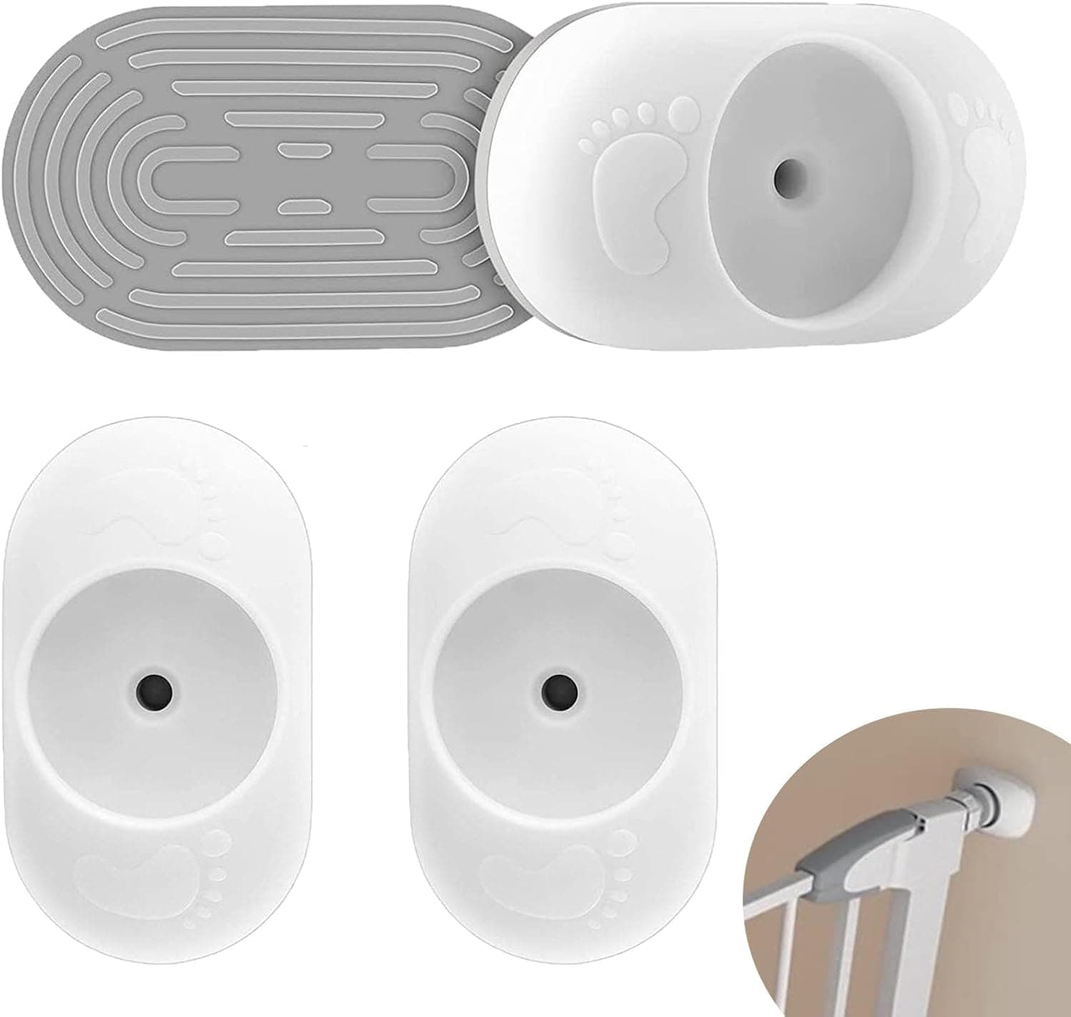 Loome 4 Pack Baby Gate Wall Protector, Protect Walls & Doorways for Pet Dog Gates, Pressure Mounted on Stair Gate, No Screw Need (White, rectangle)