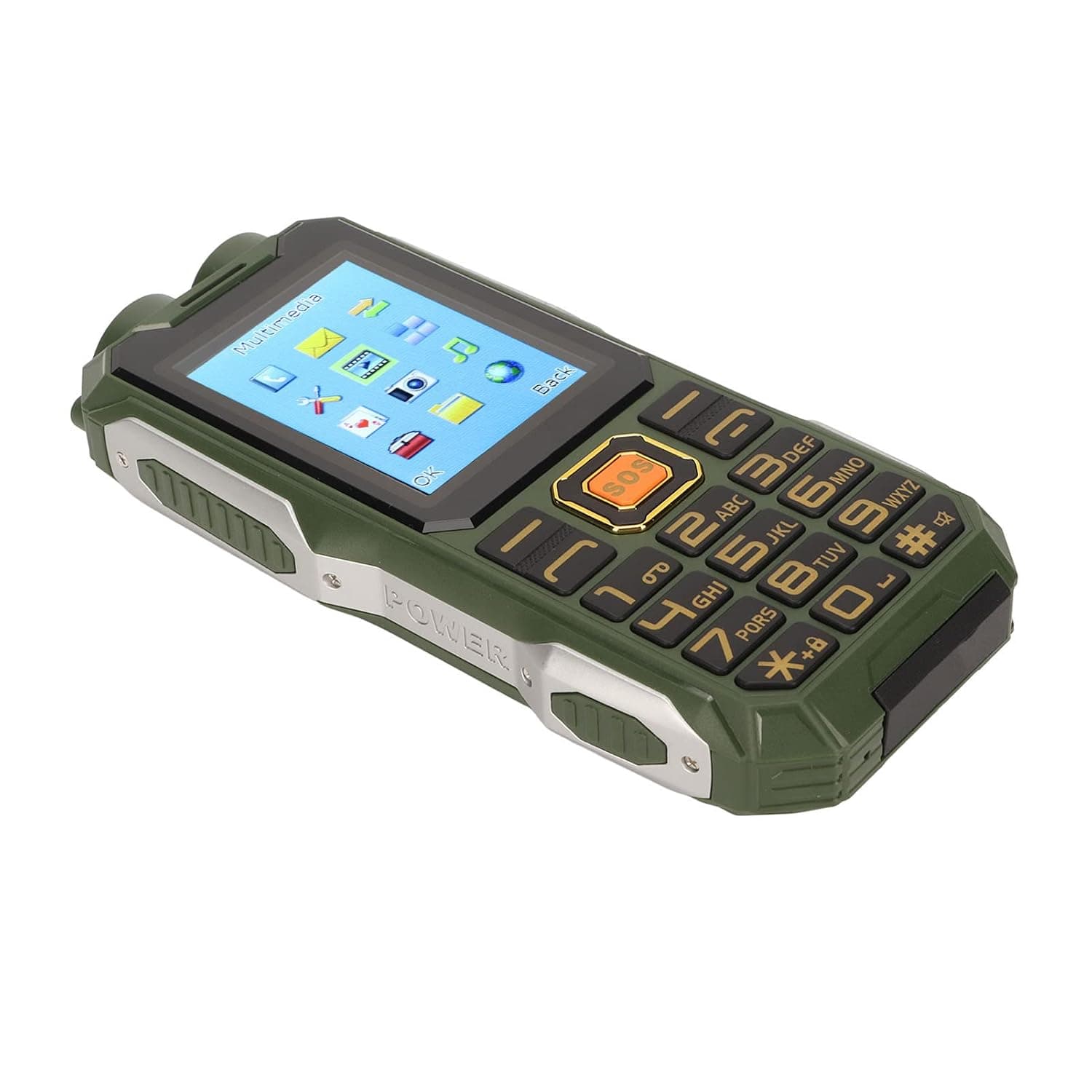Large Button Elderly Mobile Phone, ABS Bluetooth Senior Mobile Phone SOS Function 2G for Indoor(Green)
