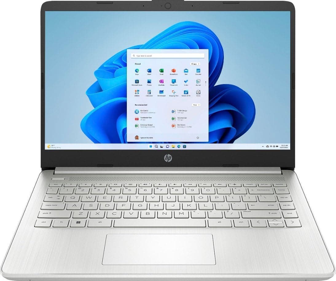 HP 14" HD (1366 x 768) Display Laptop, Intel Celeron N4120, 1.1GHz, 4GB Memory, 128GB eMMC, Windows 11 Home in S Mode, One Year Office 365 Included, Natural Silver, 14-dq0760dx